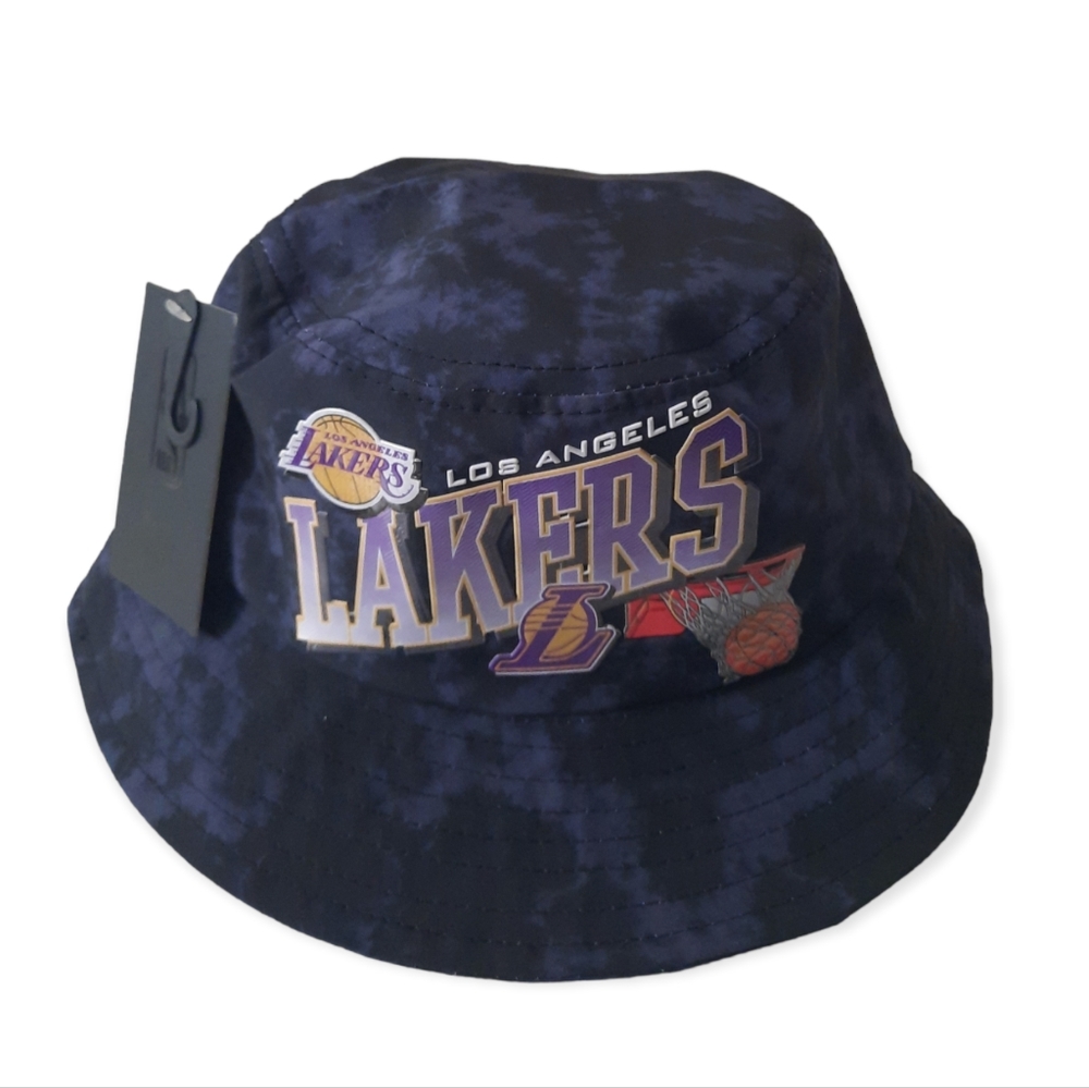 Ultra Game Los Angeles Lakers Bucket Hat Tie Dye Black NBA Official Mens OSFA